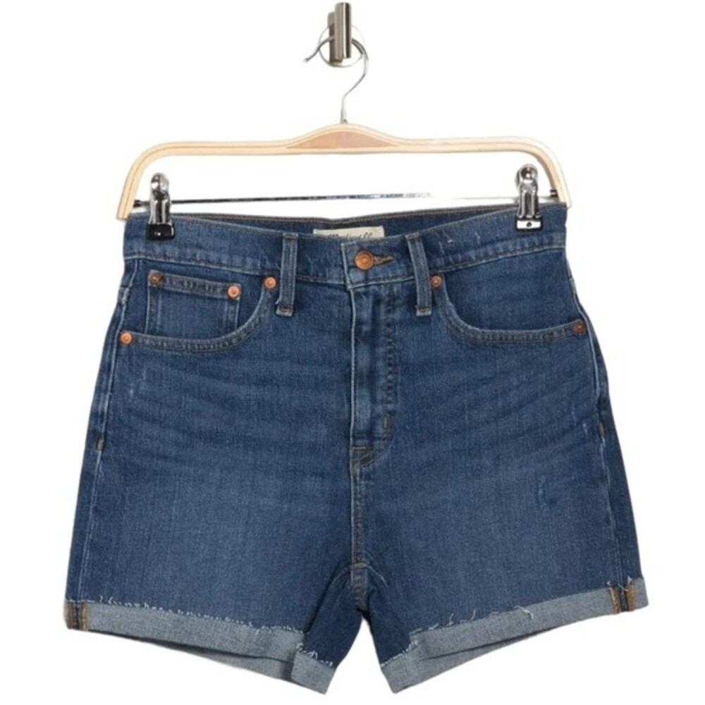 NWT Madewell Shorts High Rise Denim Cuffed Cutoff Shorts Lemoyne Wash Size 25